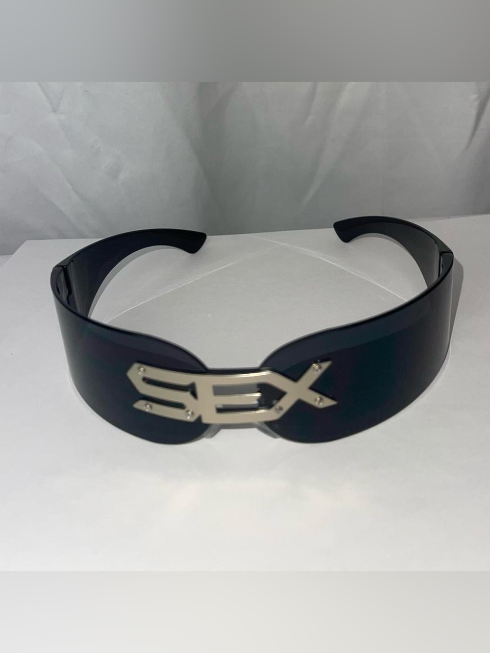 Sеx Black Shield Sunglasses with Metal Logo
